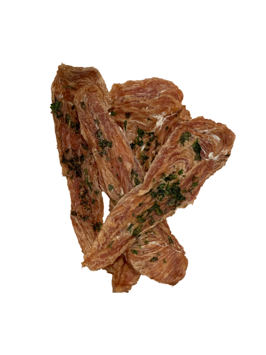 Chicken Jerky with Parsley + Olive Oil